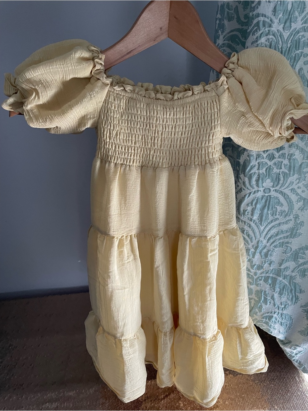 Kids Smocked Puff-Sleeve Dress - Pale Yellow. Bought @ boutique, brand &Merci